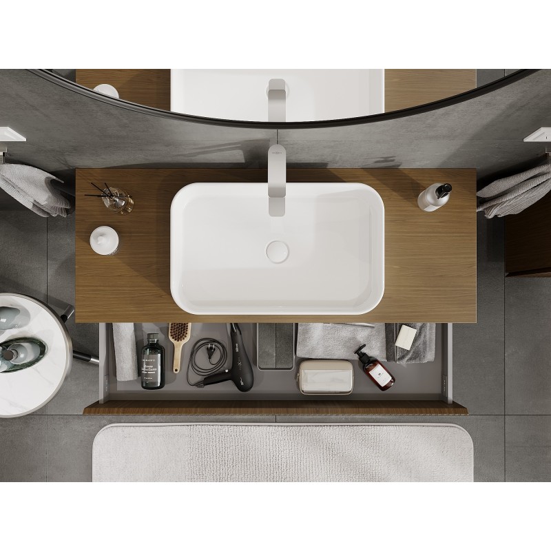 Mexen Rivel баня шкаф под мивка 120 см с плот, 2 чекмеджета, набразден, орех - 91A20-12047-2-BFFC86