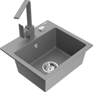 Mexen Milo гранитна мивка с 1 отделение и кухненски смесител Rita, сив - 6505-71-670300-71
