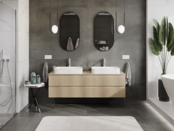 Mexen Rivel шкаф за баня 160 cm с плот, 2 чекмеджета, набразден, дъб - 91A20-16047-2-BFFC81