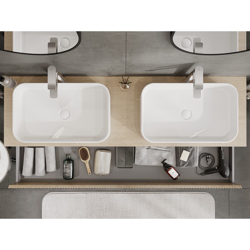 Mexen Rivel шкаф за баня 160 cm с плот, 2 чекмеджета, набразден, дъб - 91A20-16047-2-BFFC81