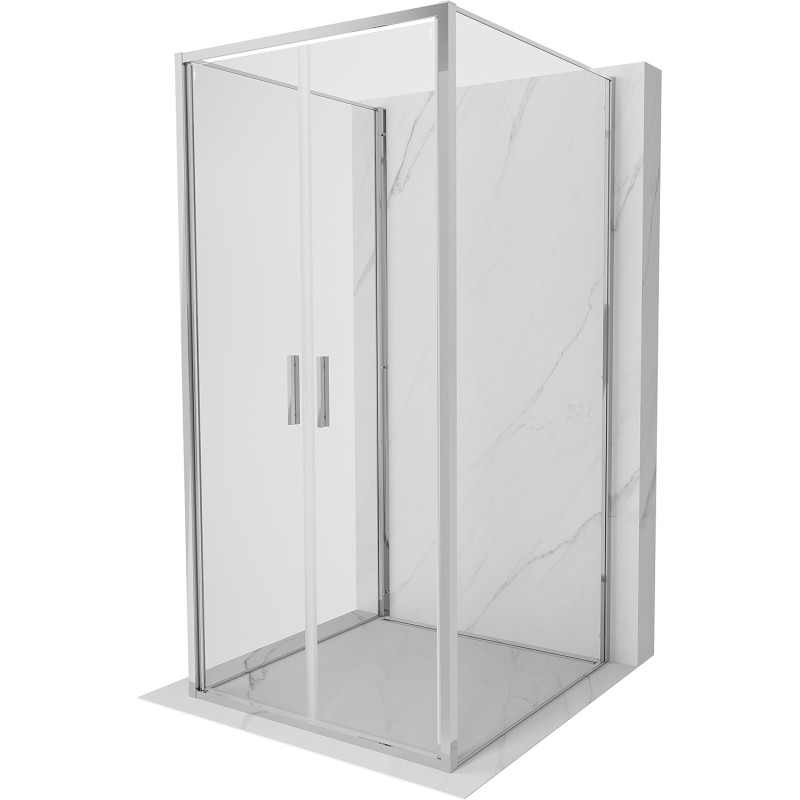 Mexen Exo-B Duo 3S душ кабина с 3 стени, отваряща се, 100 x 100 см, прозрачна, хром