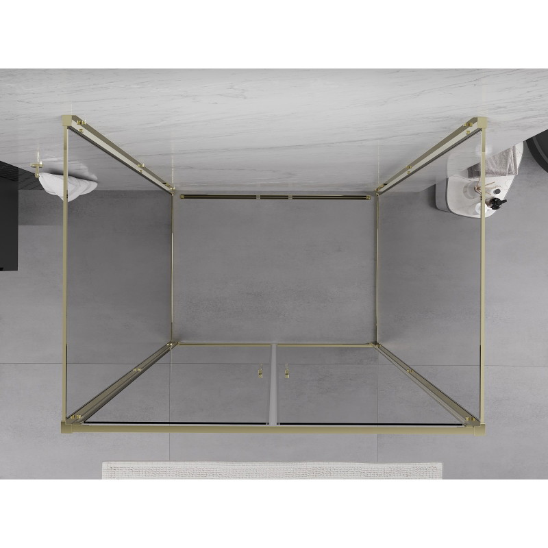 Mexen Exo-B Duo 3S душ кабина с 3 стени, отваряема, 90 x 75 см, прозрачна, златна