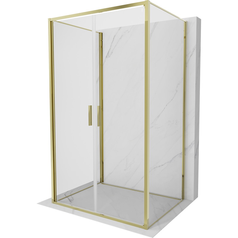 Mexen Exo-B Duo 3S душ кабина, 3-стенна, с врати, 100 x 85 см, прозрачна, златна