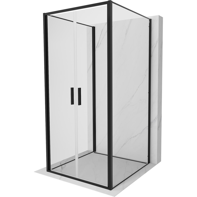 Mexen Exo-B Duo 3S душ кабина с три стени, 80 x 80 см, прозрачна, черна - 814-080-080-70-00-3S