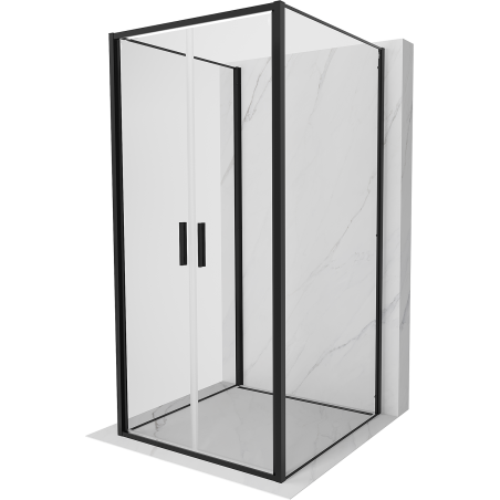 Mexen Exo-B Duo 3S душ кабина с три стени отваряема 120 х 120 см, прозрачна, черна