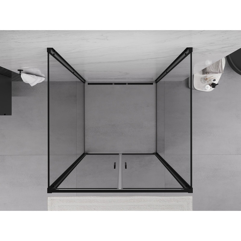 Mexen Exo-B Duo 3S душ кабина с три стени, 80 x 80 см, прозрачна, черна - 814-080-080-70-00-3S