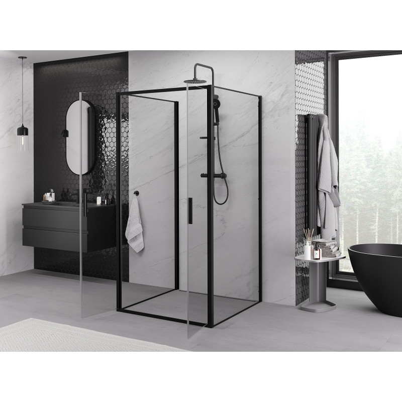 Mexen Exo-B Duo 3S душ кабина с три стени, 80 x 80 см, прозрачна, черна - 814-080-080-70-00-3S