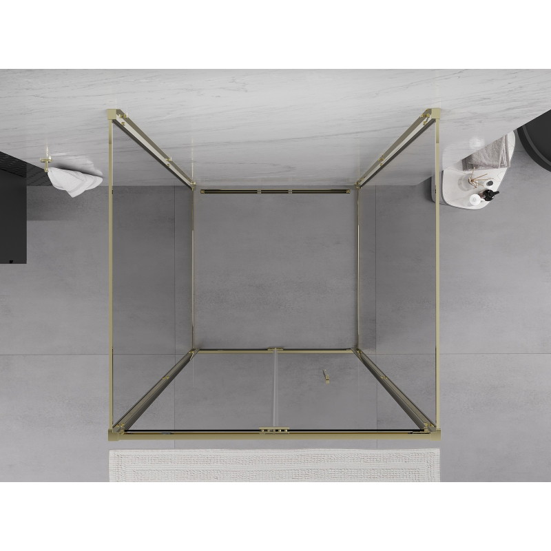 Mexen Exo-F 3S душ кабина 3-стенна сгъваема 90 x 90 см, прозрачна, златна