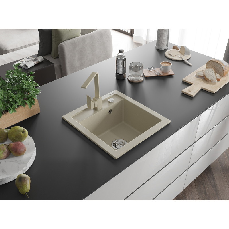 Mexen Vito гранитна мивка с 1 камера с кухненски смесител Рита, бежов