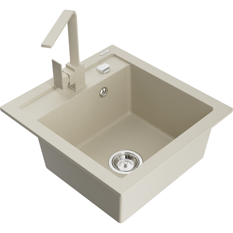 Мексен Вито гранитна мивка 1-камера с кухненски кран Рита, бежов - 6503-69-670300-69