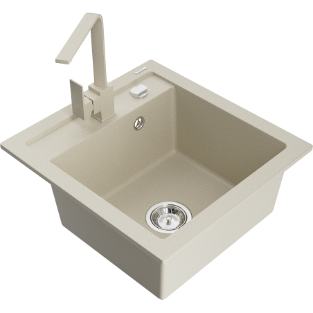 Мексен Вито гранитна мивка 1-камера с кухненски кран Рита, бежов - 6503-69-670300-69