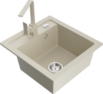 Мексен Вито гранитна мивка 1-камера с кухненски кран Рита, бежов - 6503-69-670300-69