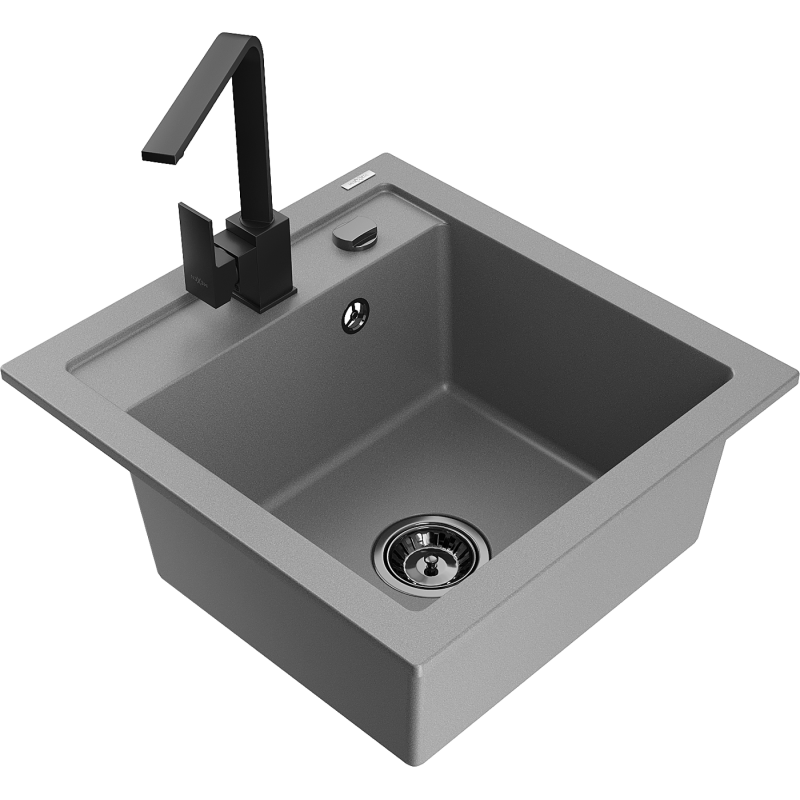 Mexen Vito гранитна кухненска мивка с 1 отделение и кухненски смесител Rita,
