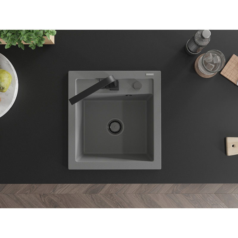 Mexen Vito гранитна кухненска мивка с 1 отделение и кухненски смесител Rita,
