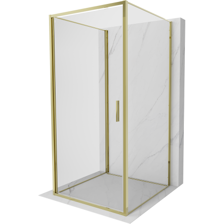 Mexen Exo-3S душ кабина 3-стенна отваряща се 80 x 80 см, прозрачна, златна