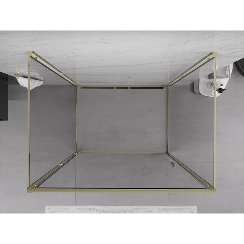 Mexen Exo-3S душ кабина, 3-стенна, 100 x 95 см, прозрачна, златна - 817-100-095-50-00-3S