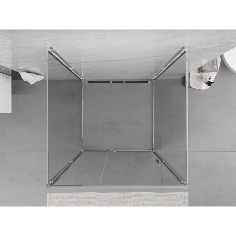 Mexen Exo-R 3S 3-стенна душ кабина, открехваща се, 90 x 90 см, прозрачна, хром