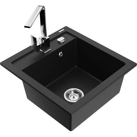 Mexen Vito гранитна мивка с 1 отделение с кухненски смесител Rita, черен - 6503-77-670300-00