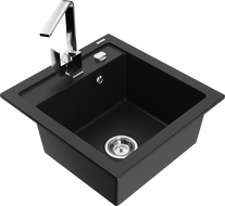 Mexen Vito гранитна мивка с 1 отделение с кухненски смесител Rita, черен - 6503-77-670300-00