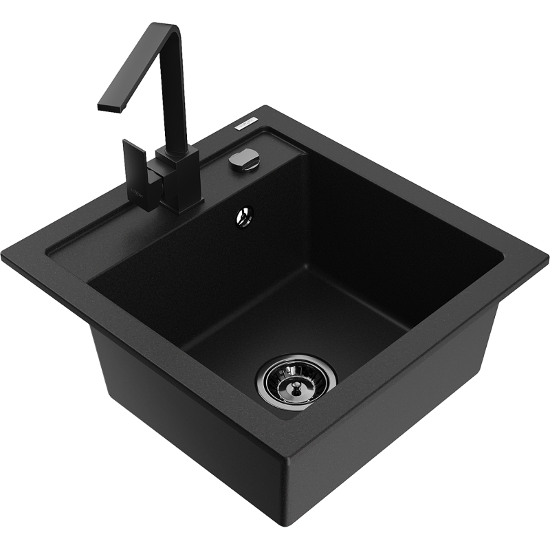 Mexen Vito гранитна мивка с 1 корито и кухненски смесител Rita, черен