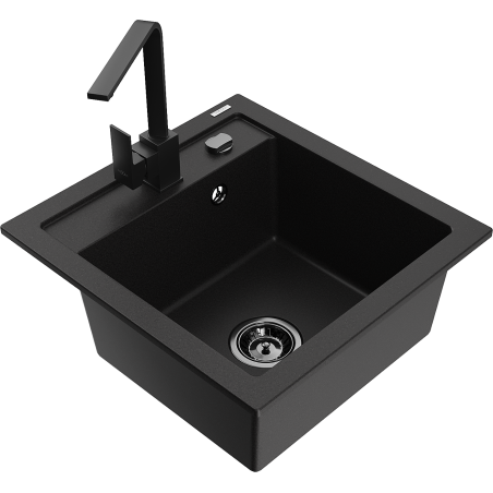 Mexen Vito гранитна мивка с 1 корито и кухненски смесител Rita, черен