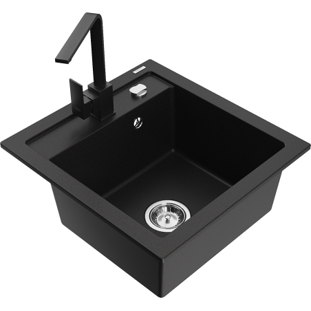 Mexen Vito гранитна мивка с 1 камера и кухненски смесител Рита, черен