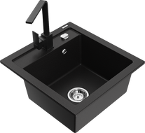 Mexen Vito гранитна мивка с 1 камера и кухненски смесител Рита, черен