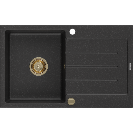 Mexen Bruno гранитна мивка 1-камерна с отцедник 795 x 495 mm, черно/сребрист
