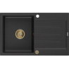 Mexen Bruno гранитна мивка 1-камерна с отцедник 795 x 495 mm, черно/сребрист