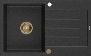 Mexen Bruno гранитна мивка 1-камерна с отцедник 795 x 495 mm, черно/сребрист