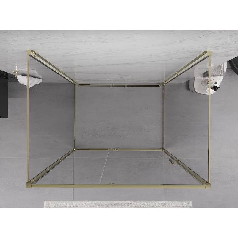 Mexen Exo-3S душ кабина 3-стенна стационарна 135 x 80 см, прозрачна, златна