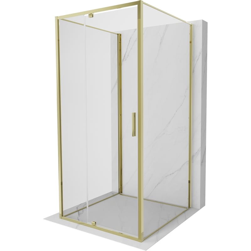 Mexen Exo-3S Душ кабина 3-стенна отваряща се 95 x 95 см, прозрачна, златна