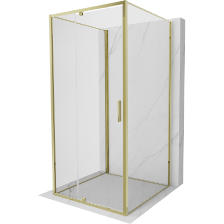 Mexen Exo-3S Душ кабина 3-стенна отваряща се 95 x 95 см, прозрачна, златна