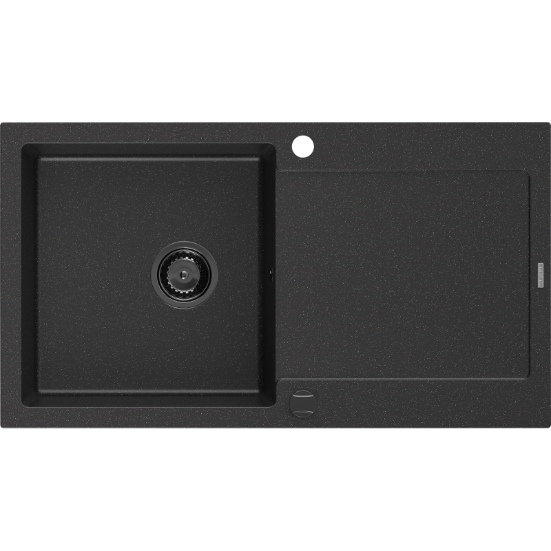 Mexen Leo гранитна мивка с 1 корито и отцедник 900 x 500 мм, черен/сребърен
