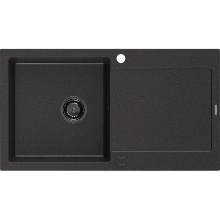 Mexen Leo гранитна мивка с 1 корито и отцедник 900 x 500 мм, черен/сребърен