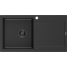 Mexen Leo гранитна мивка с 1 корито и отцедник 900 x 500 мм, черен/сребърен