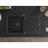 Mexen Leo гранитна мивка с 1 корито и отцедник 900 x 500 мм, черен/сребърен