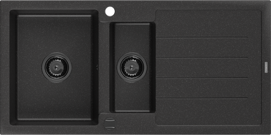 Mexen Andres гранитна мивка 1,5-коморна с отцедник 1000 x 500 мм черен/сребърен металик сифон черен - 6515101510-73-B