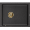 Mexen Pedro гранитна мивка с 1 отделение 560 x 460 mm, черна на пръски, златен сифон - 6508561000-76-G