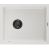 Mexen Pedro гранитна мивка с 1 отделение 560 x 460 mm, бяла, черен сифон - 6508561000-20-B