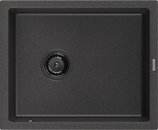 Mexen Pedro гранитна мивка с една камера 560 x 460 мм, черна на точки, черен сифон - 6508561000-76-B
