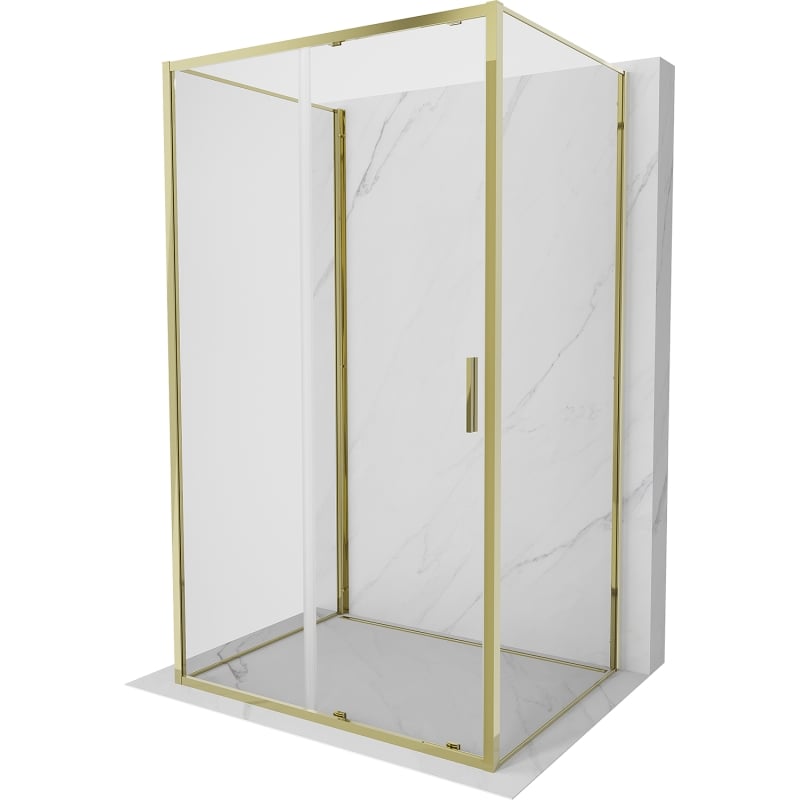Mexen Exo-3S 3-стенна плъзгаща се душ кабина 150 x 70 см, прозрачна, златна