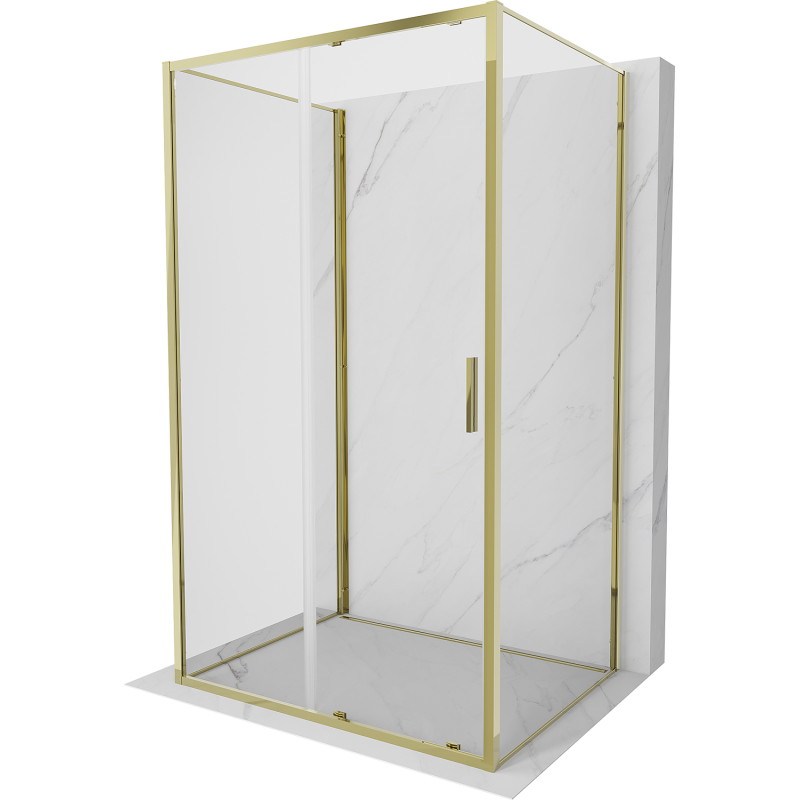Mexen Exo-S 3S душ кабина с 3 стени, плъзгаща се, 135 x 90 см, прозрачно, златно