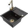 Mexen Enzo гранитна мивка с 1 камера с отцеждане и кухненски смесител Duero,