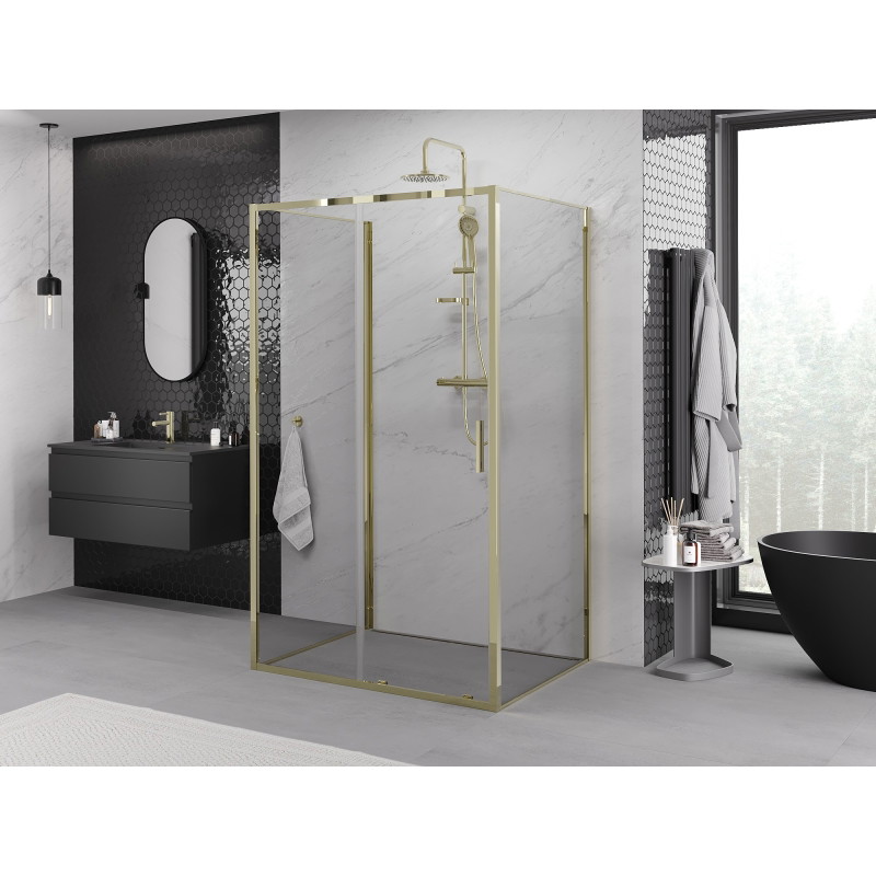 Mexen Exo-S 3S душ кабина 3-стенна плъзгаща 130 x 95 см, прозрачна, златна