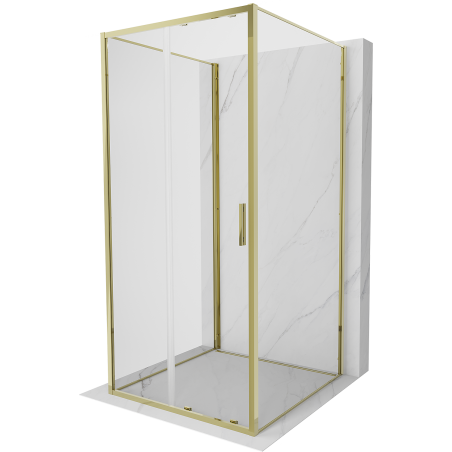 Mexen Exo-S 3S 3-стенна плъзгаща душ кабина 110 x 110 см, прозрачна, златна