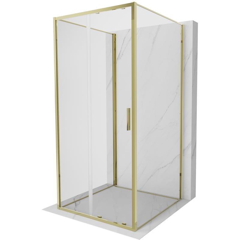 Mexen Exo-3S душ кабина 3-стенна плъзгаща се 120 x 120 см, прозрачна, златна