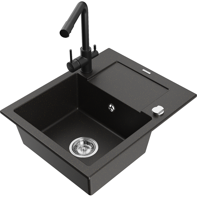 Mexen Enzo гранитна кухненска мивка с 1 корито, с отцедник и кухненски