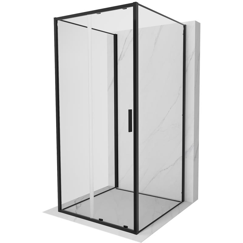 Mexen Exo-3S 3-стенна плъзгаща се душ кабина 100 x 100 см, прозрачна, черна