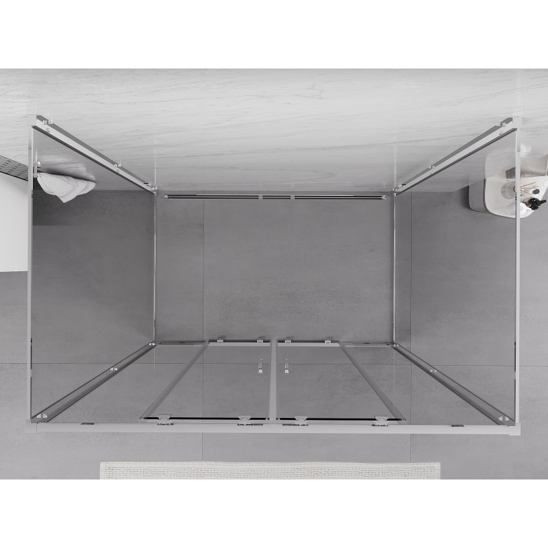 Mexen Exo-S Duo 3S душ кабина с 3 стени, плъзгаща се 140 x 70 см, прозрачна, хром